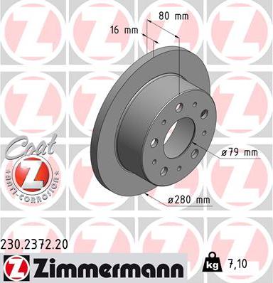 Zimmermann 230.2372.20 - Тормозной диск parts5.com