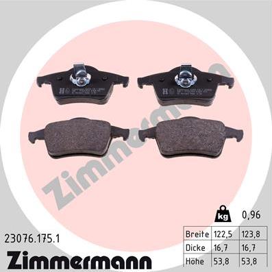 Zimmermann 23076.175.1 - Тормозные колодки, дисковые, комплект parts5.com