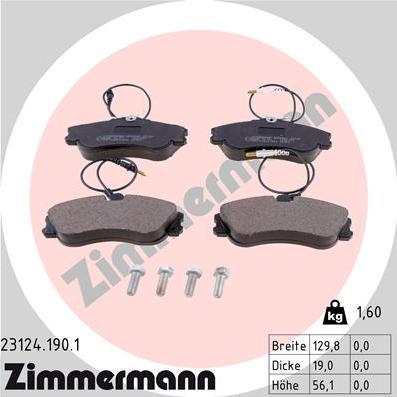 Zimmermann 23124.190.1 - Тормозные колодки, дисковые, комплект parts5.com