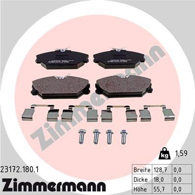 Zimmermann 23172.180.1 - Тормозные колодки, дисковые, комплект parts5.com