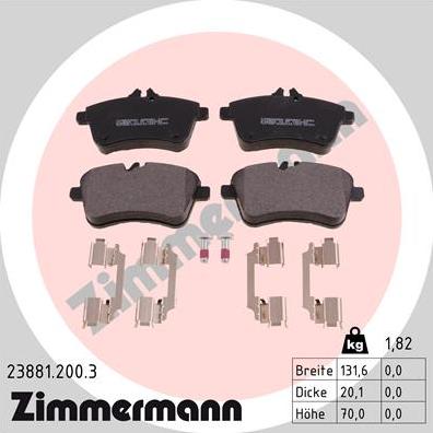 Zimmermann 23881.200.3 - Тормозные колодки, дисковые, комплект parts5.com