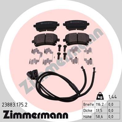 Zimmermann 23883.175.2 - Тормозные колодки, дисковые, комплект parts5.com