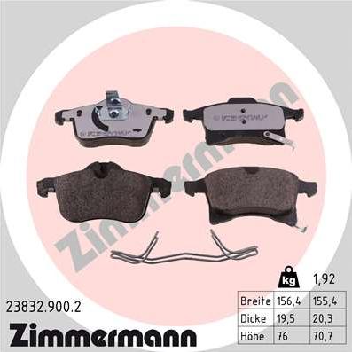 Zimmermann 23832.900.2 - Тормозные колодки, дисковые, комплект parts5.com