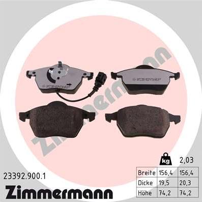 Zimmermann 23392.900.1 - Тормозные колодки, дисковые, комплект parts5.com