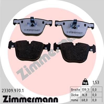 Zimmermann 23309.970.1 - Тормозные колодки, дисковые, комплект parts5.com