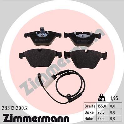 Zimmermann 23312.200.2 - Тормозные колодки, дисковые, комплект parts5.com