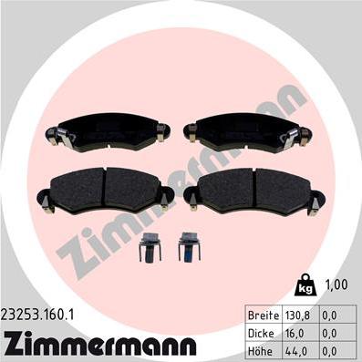 Zimmermann 23253.160.1 - Тормозные колодки, дисковые, комплект parts5.com