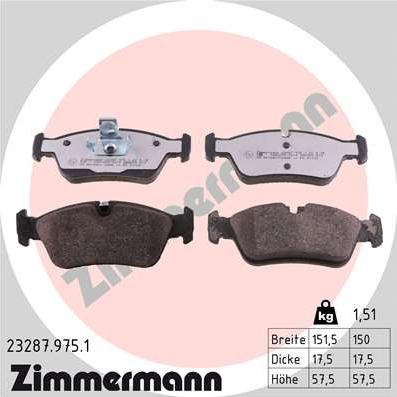 Zimmermann 23287.975.1 - Тормозные колодки, дисковые, комплект parts5.com