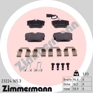 Zimmermann 23224.165.3 - Тормозные колодки, дисковые, комплект parts5.com