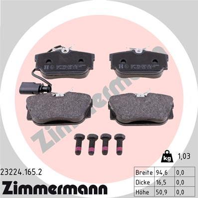Zimmermann 23224.165.2 - Тормозные колодки, дисковые, комплект parts5.com