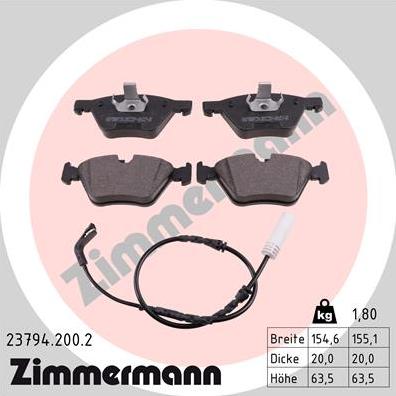 Zimmermann 23794.200.2 - Juego de pastillas de freno parts5.com