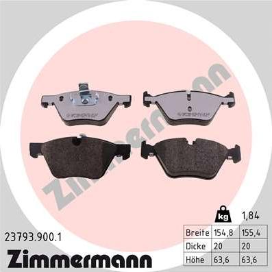 Zimmermann 23793.900.1 - Тормозные колодки, дисковые, комплект parts5.com