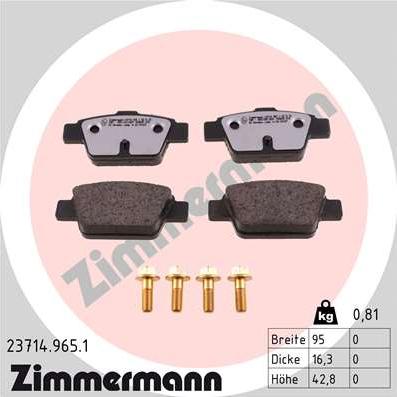 Zimmermann 23714.965.1 - Тормозные колодки, дисковые, комплект parts5.com