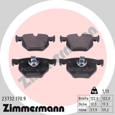 Zimmermann 23732.170.9 - Тормозные колодки, дисковые, комплект parts5.com