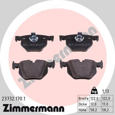 Zimmermann 23732.170.1 - Тормозные колодки, дисковые, комплект parts5.com