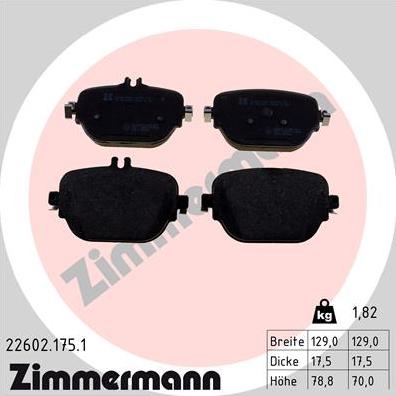 Zimmermann 22602.175.1 - Тормозные колодки, дисковые, комплект parts5.com