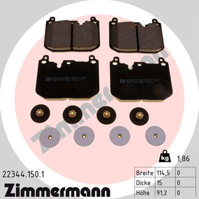 Zimmermann 22344.150.1 - Тормозные колодки, дисковые, комплект parts5.com