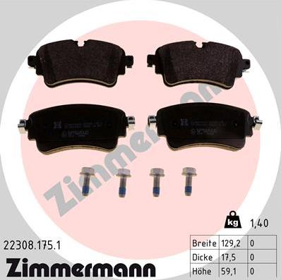 Zimmermann 22308.175.1 - Тормозные колодки, дисковые, комплект parts5.com
