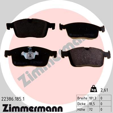 Zimmermann 22386.185.1 - Тормозные колодки, дисковые, комплект parts5.com