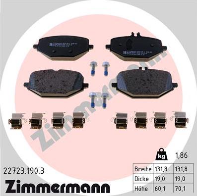 Zimmermann 22723.190.3 - Тормозные колодки, дисковые, комплект parts5.com