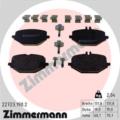 Zimmermann 22723.190.2 - Тормозные колодки, дисковые, комплект parts5.com