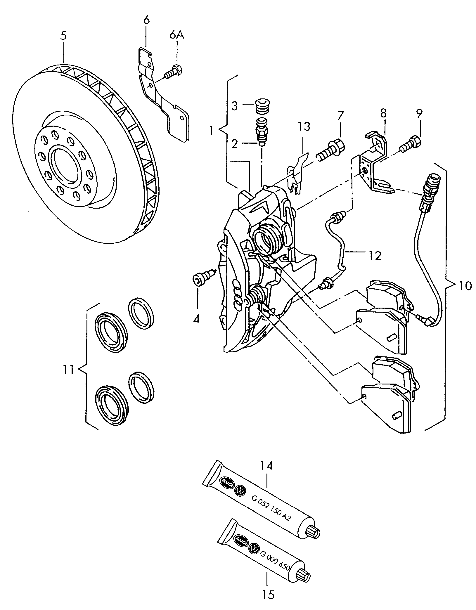 VAG 4A0 698 151 B - Тормозные колодки, дисковые, комплект parts5.com