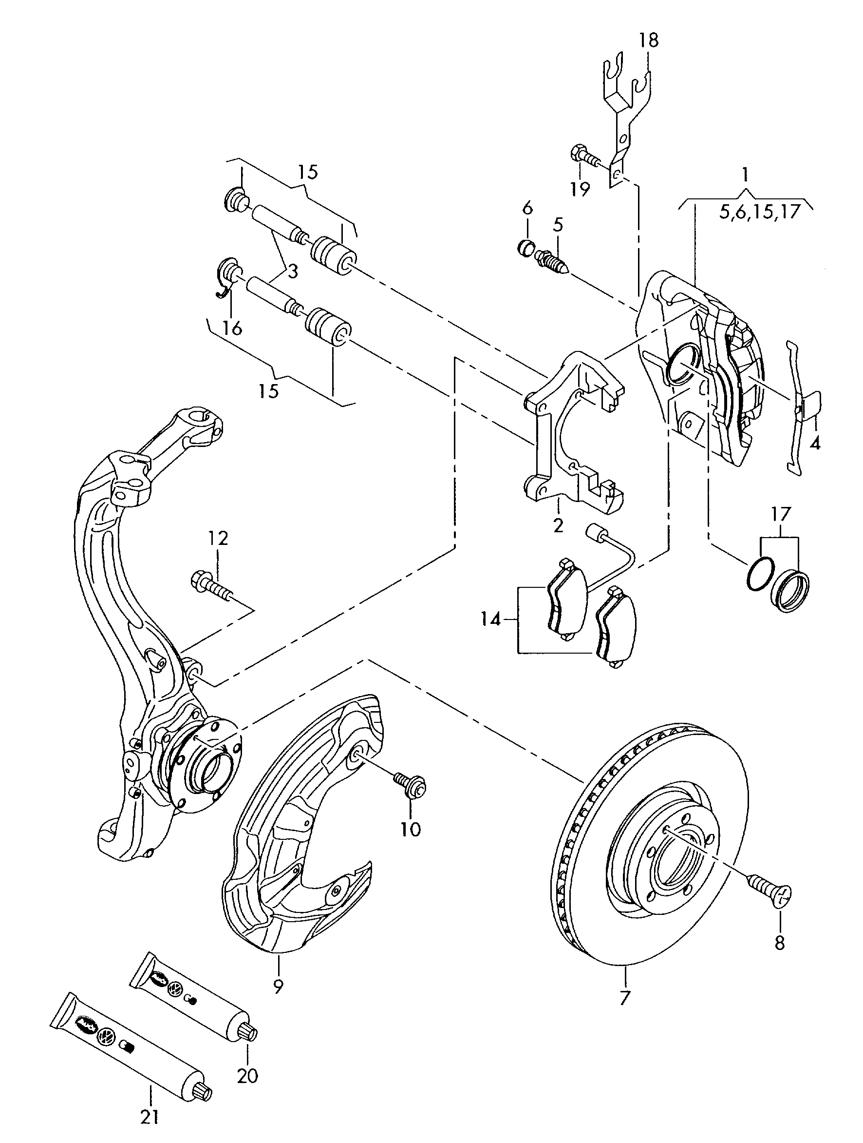 AUDI 4B0698471A - Ремкомплект, тормозной суппорт parts5.com