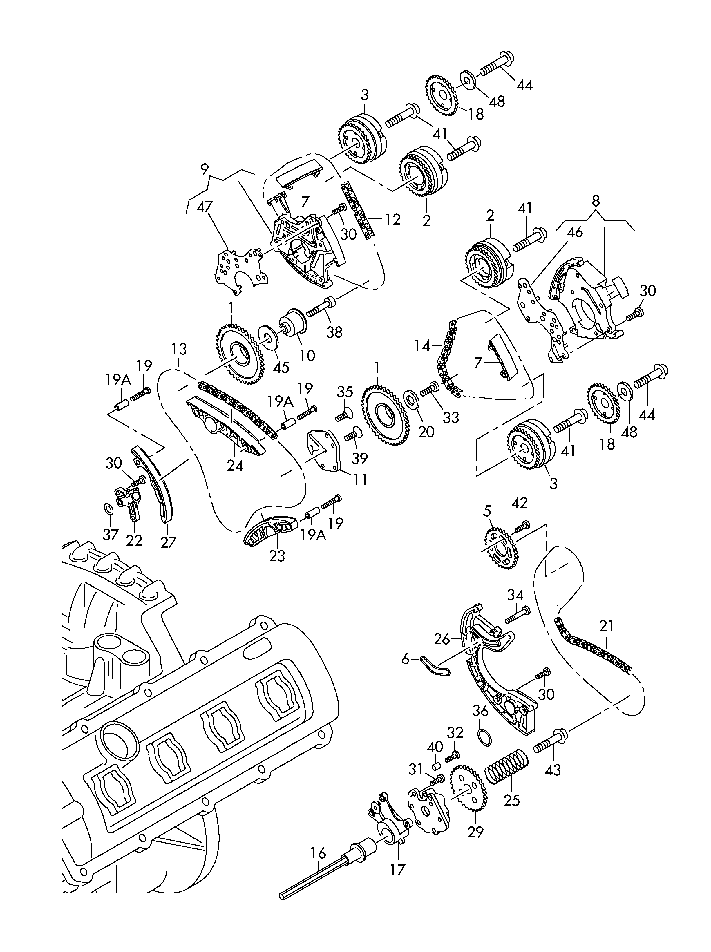 Seat 06E 109 229A - Комплект цепи привода распредвала parts5.com