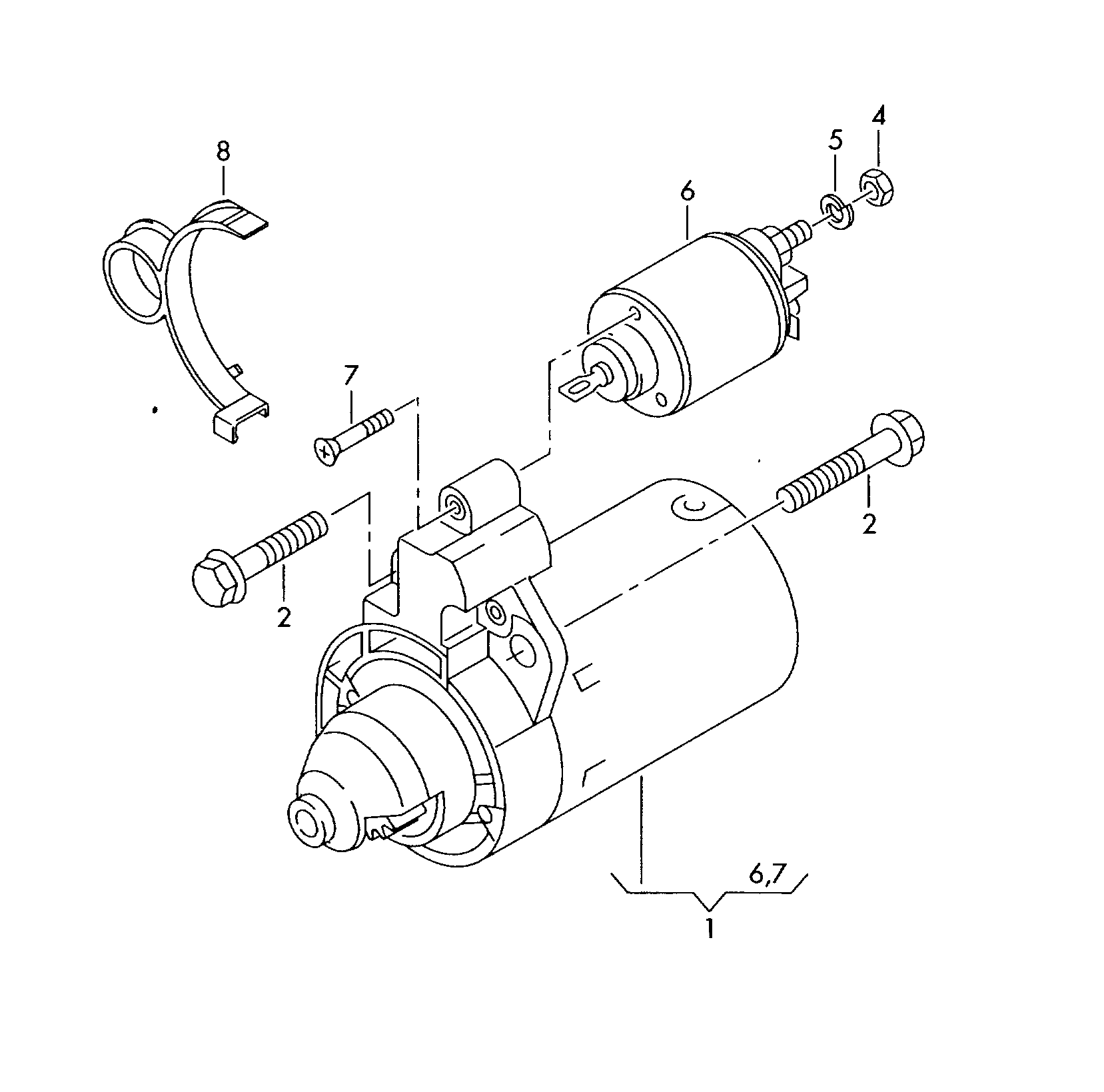 VW 06E911287 - Тяговое реле, стартер parts5.com