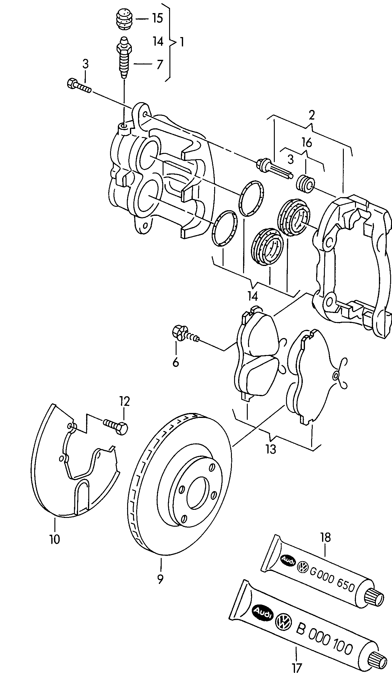 AUDI 895 698 151 B - Тормозные колодки, дисковые, комплект parts5.com