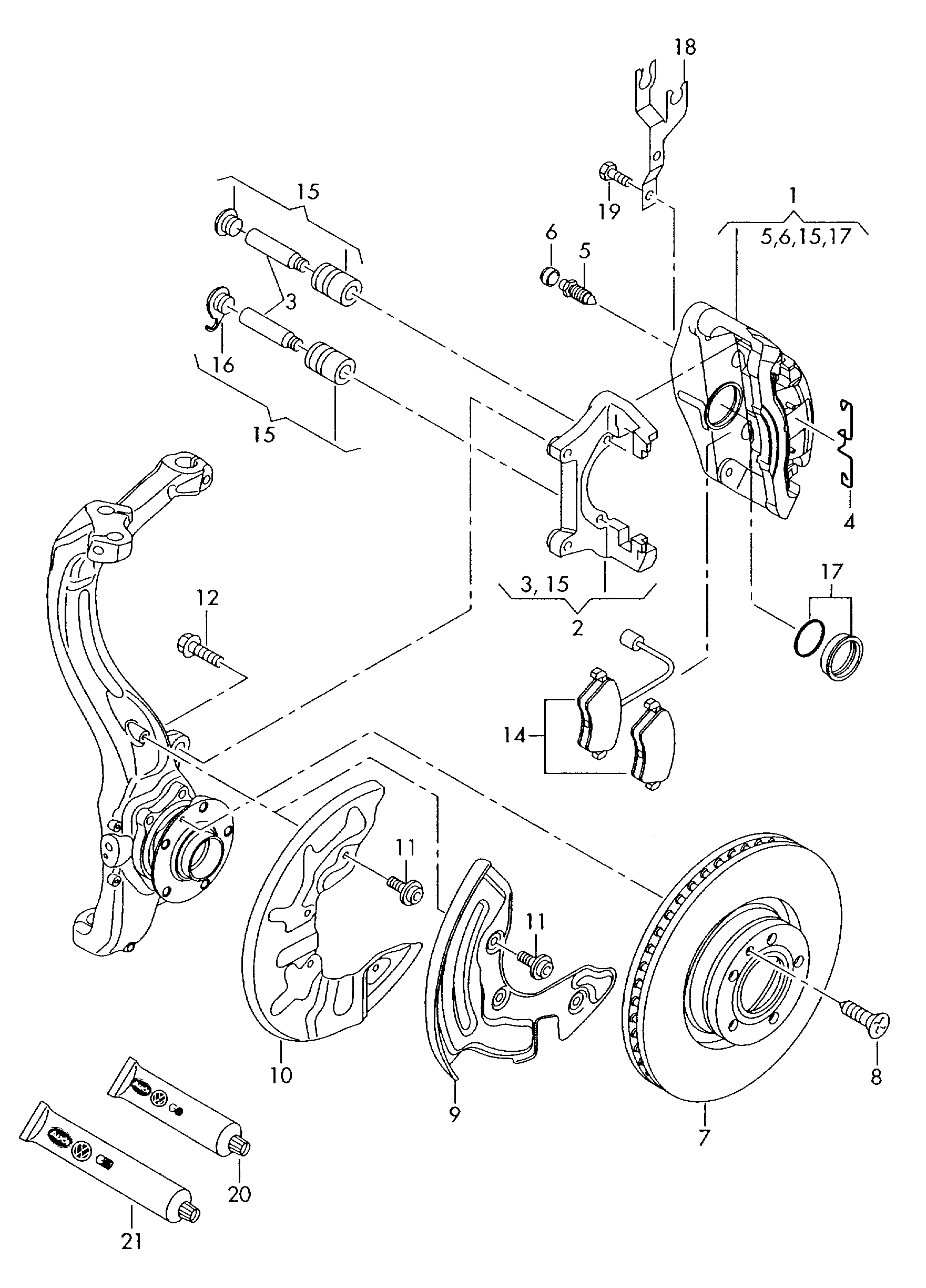 VW 4B0 698 151 AD - Тормозные колодки, дисковые, комплект parts5.com