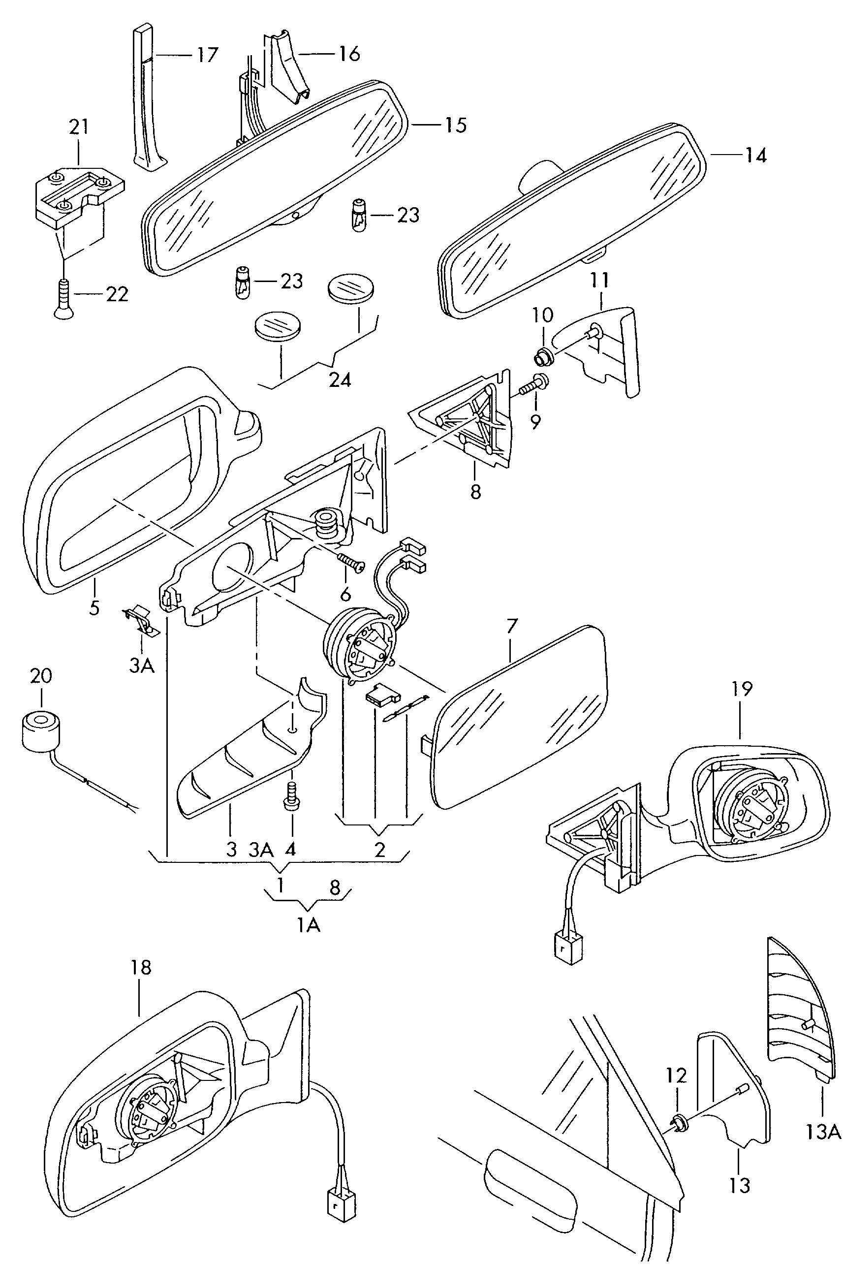 VAG 8D0857535AJ - Зеркальное стекло, наружное зеркало parts5.com