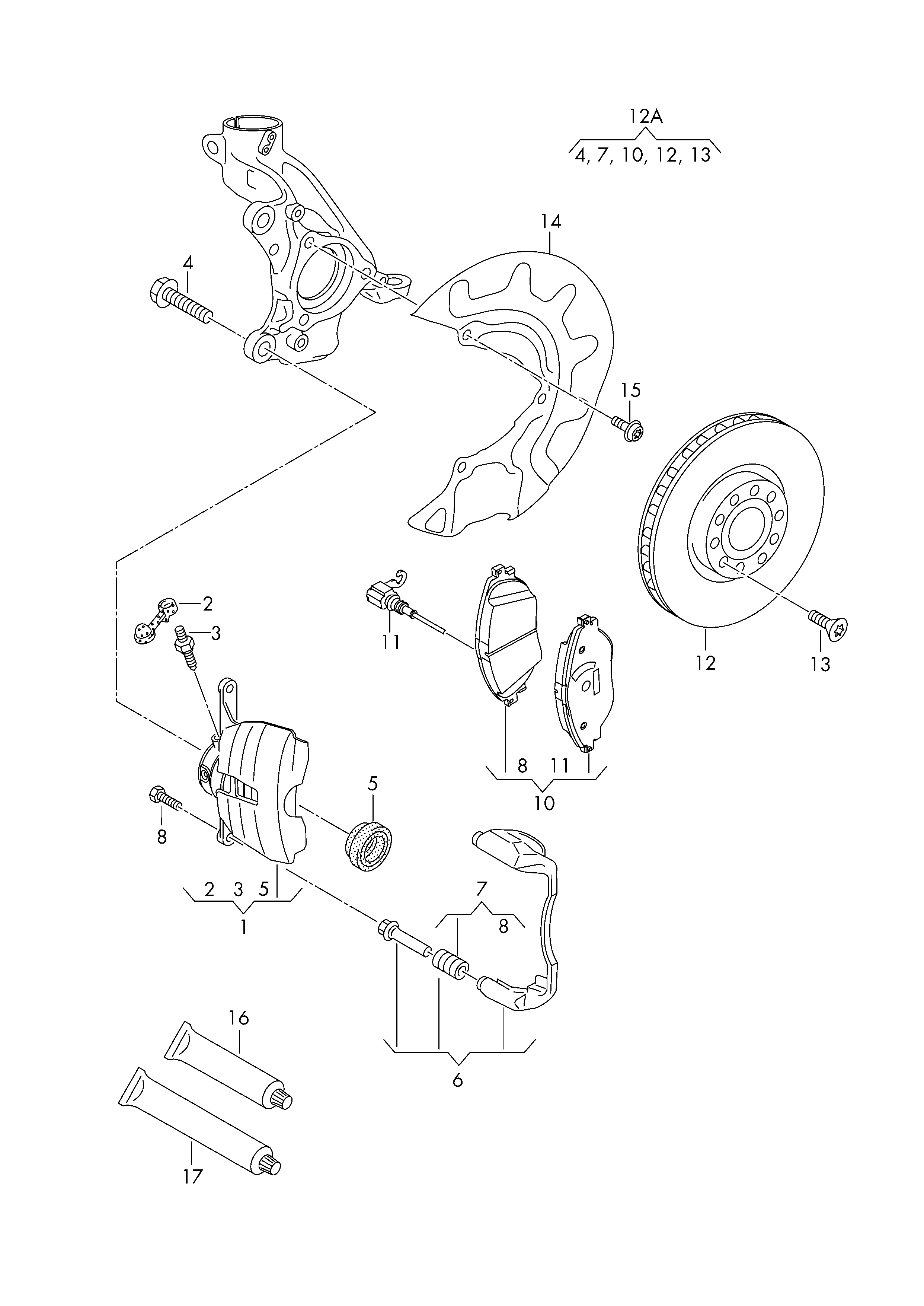 AUDI 8V0698151B - Дисковый тормозной механизм, комплект parts5.com