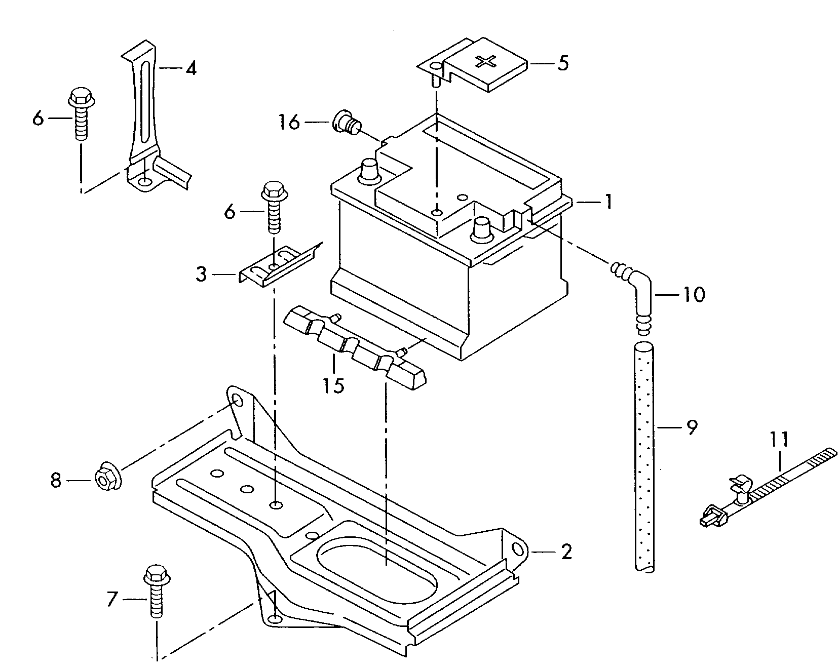 VW 000 915 105 AF - Стартерная аккумуляторная батарея, АКБ parts5.com