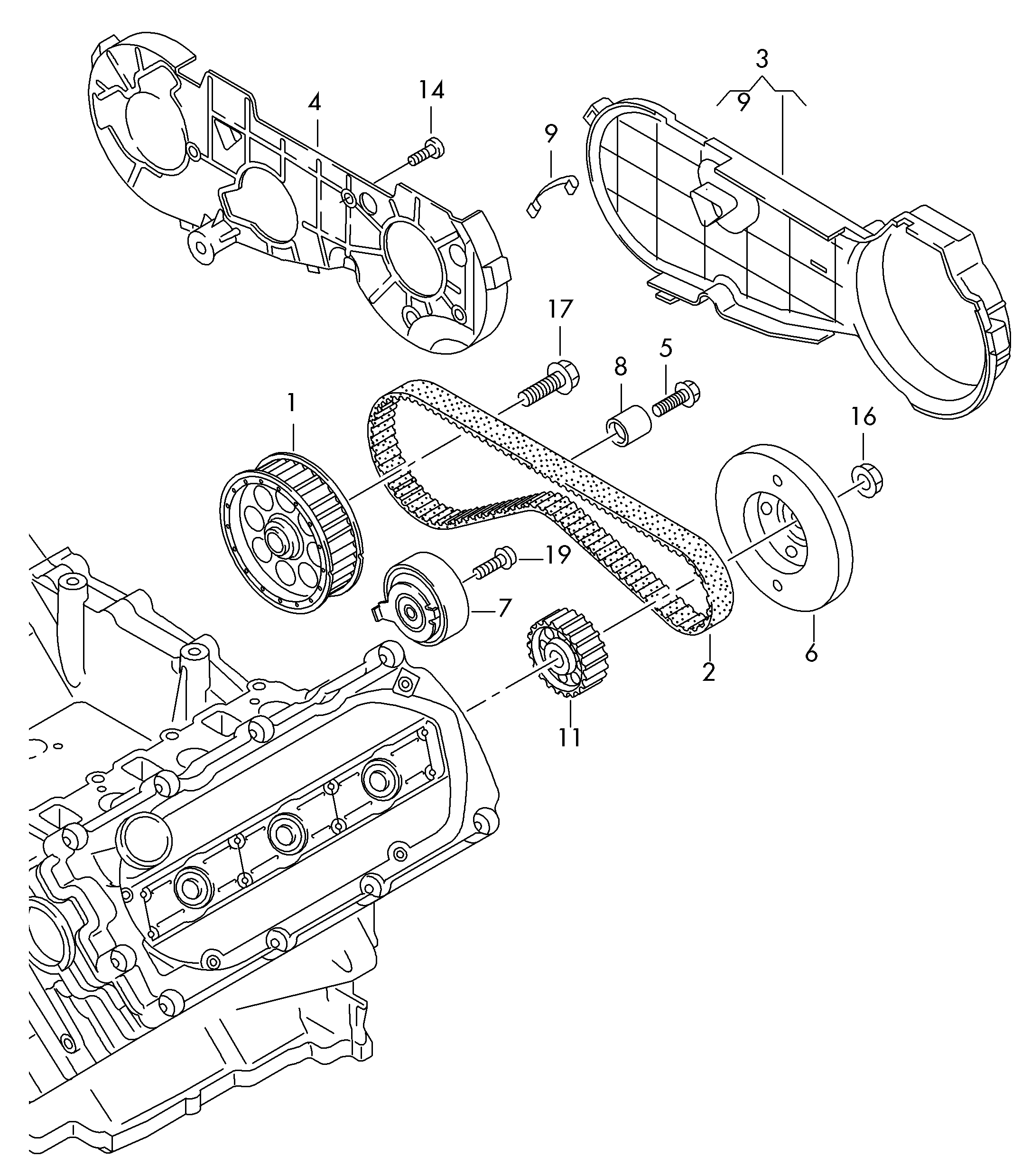 AUDI 057 109 243 M - Tensioner Pulley, timing belt parts5.com