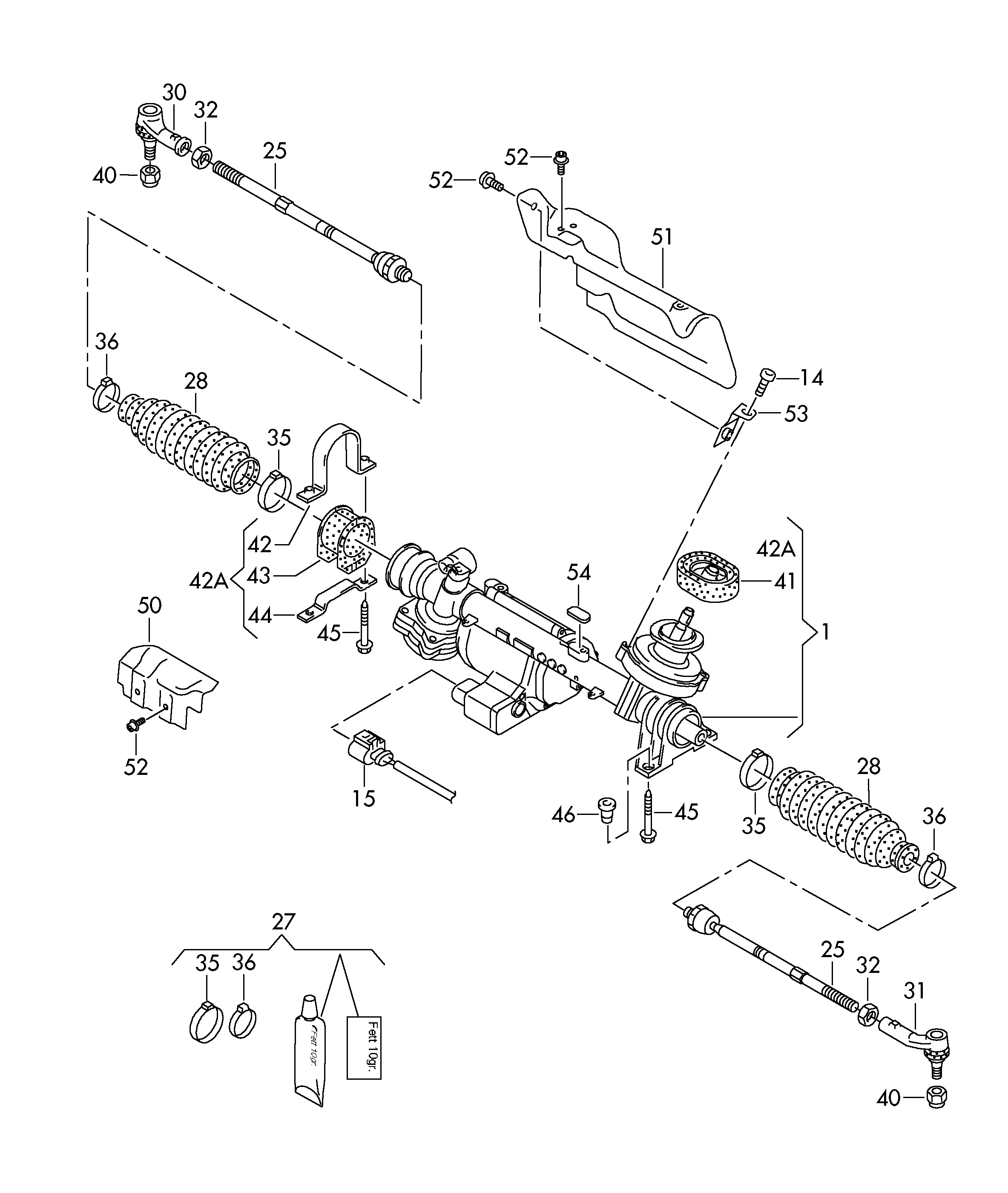 Skoda 1K1 423 055 KX - Рулевой механизм, рейка parts5.com