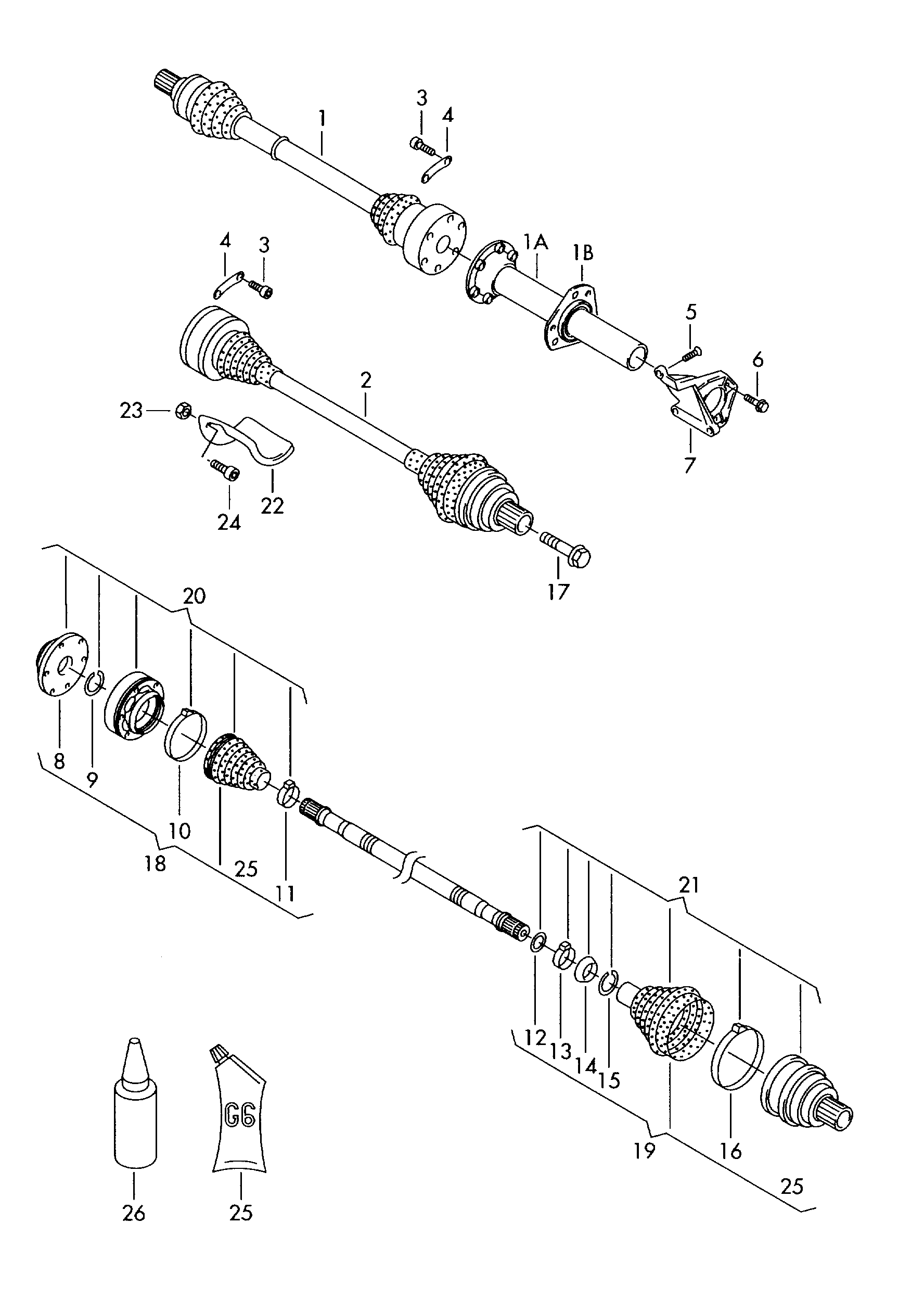 VW 1K0 498 103 A - Шарнирный комплект, ШРУС, приводной вал parts5.com