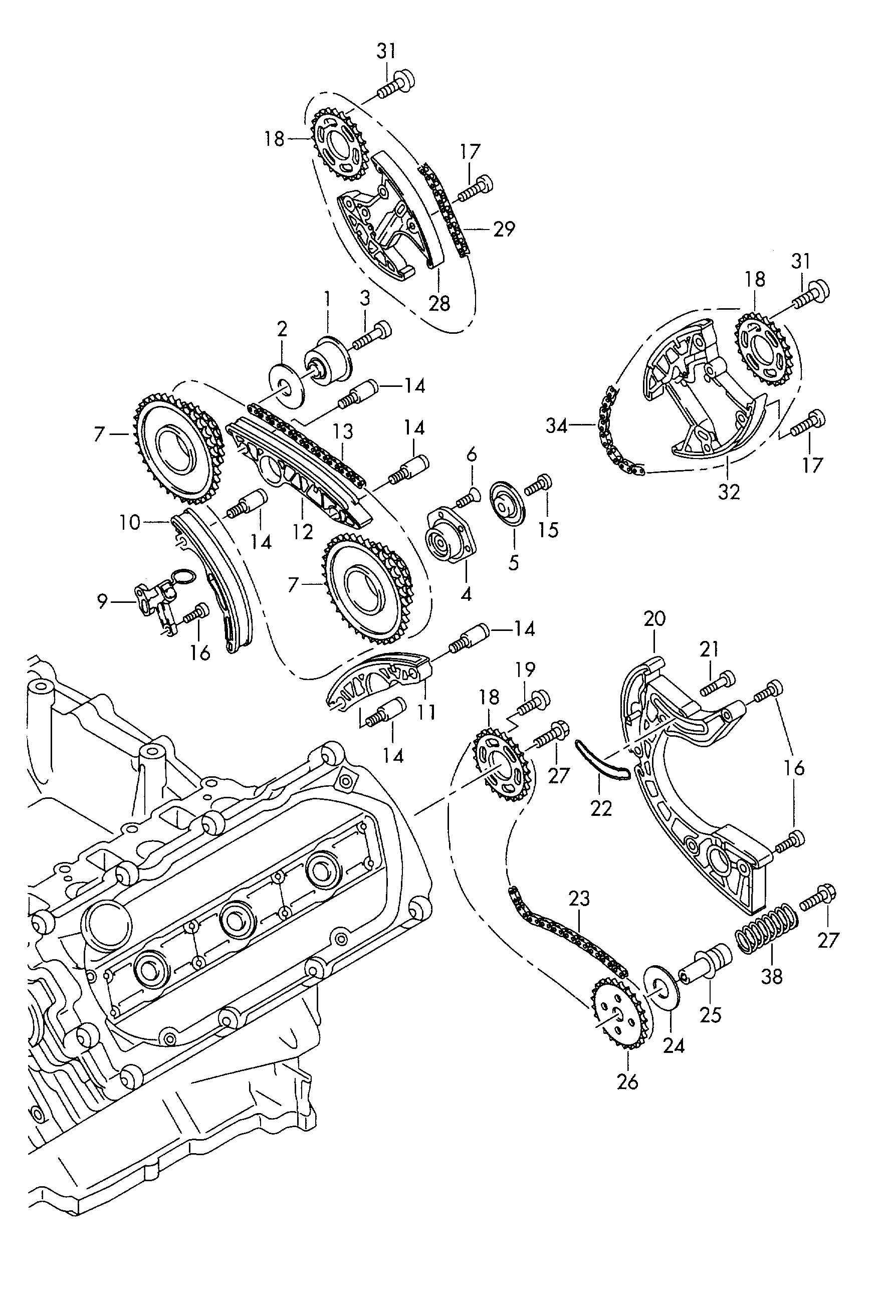 VAG 059 109 229 K - Комплект цепи привода распредвала parts5.com