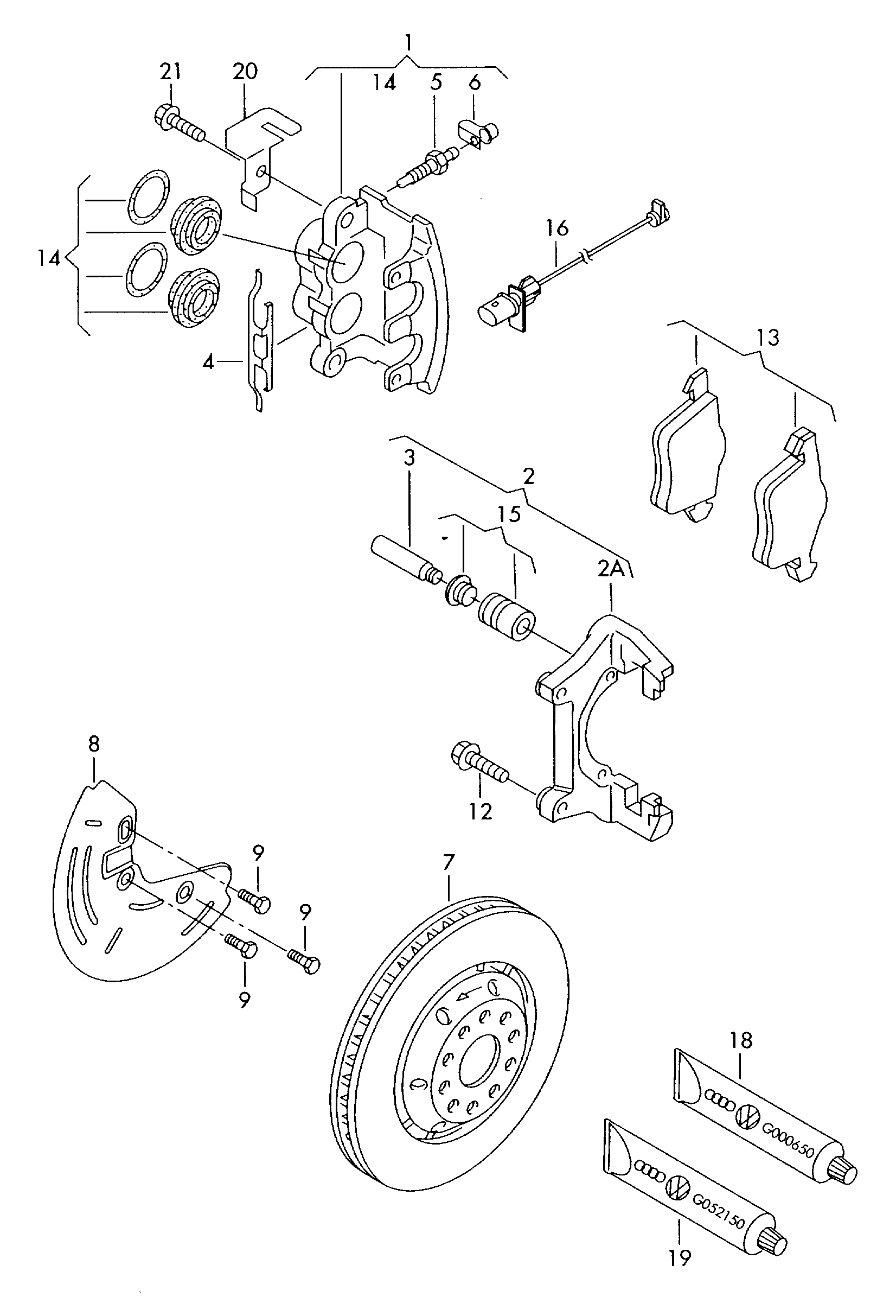 AUDI 8D0 698 151 D - Тормозные колодки, дисковые, комплект parts5.com