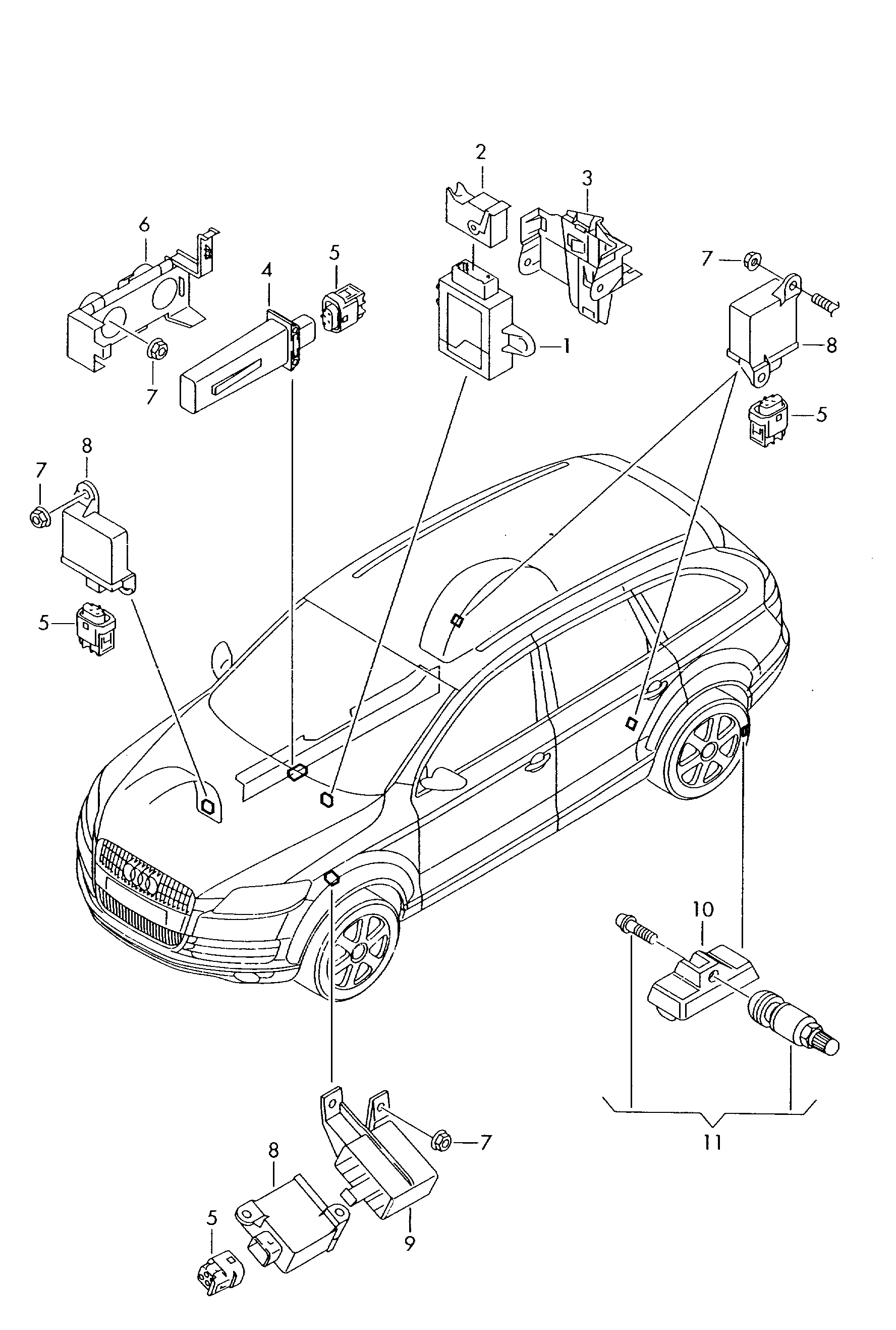 Porsche 7PP 907 275 F - Wheel Sensor, tyre pressure control system parts5.com