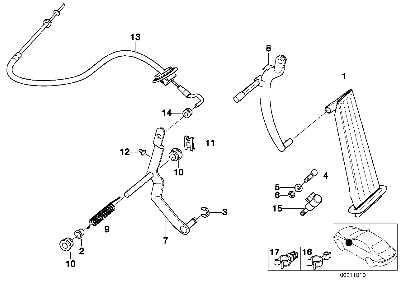 BMW 35411162482 - Тросик газа parts5.com