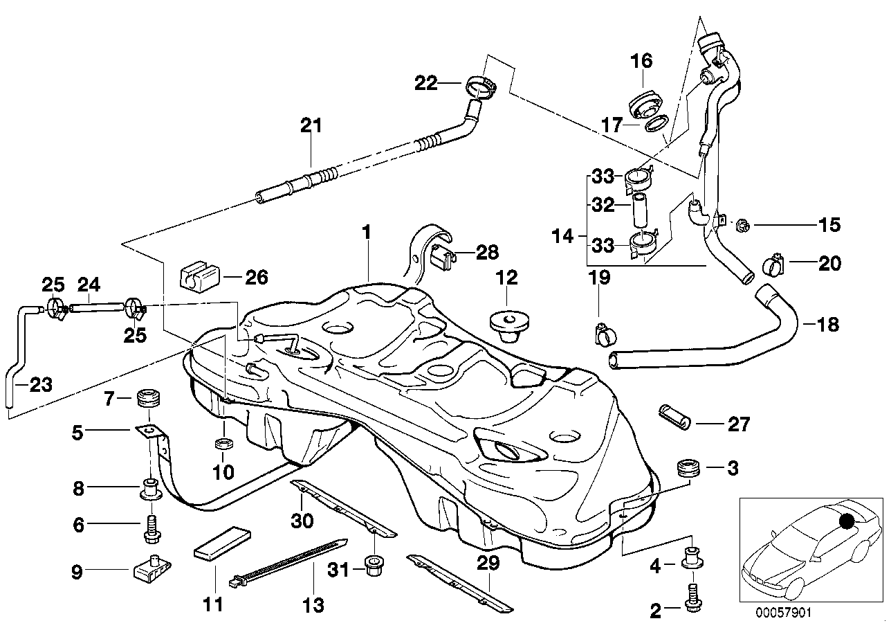 BMW 16111182044 - Топливный бак parts5.com