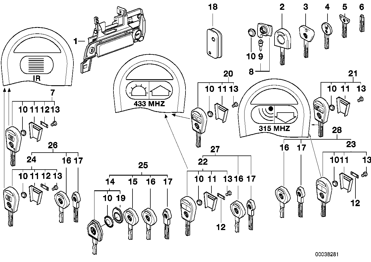 BMW 5121 8 128 238 - Корпус передатчика, центральный замок parts5.com