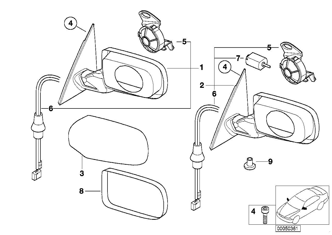 BMW 51168245125 - Наружное зеркало parts5.com