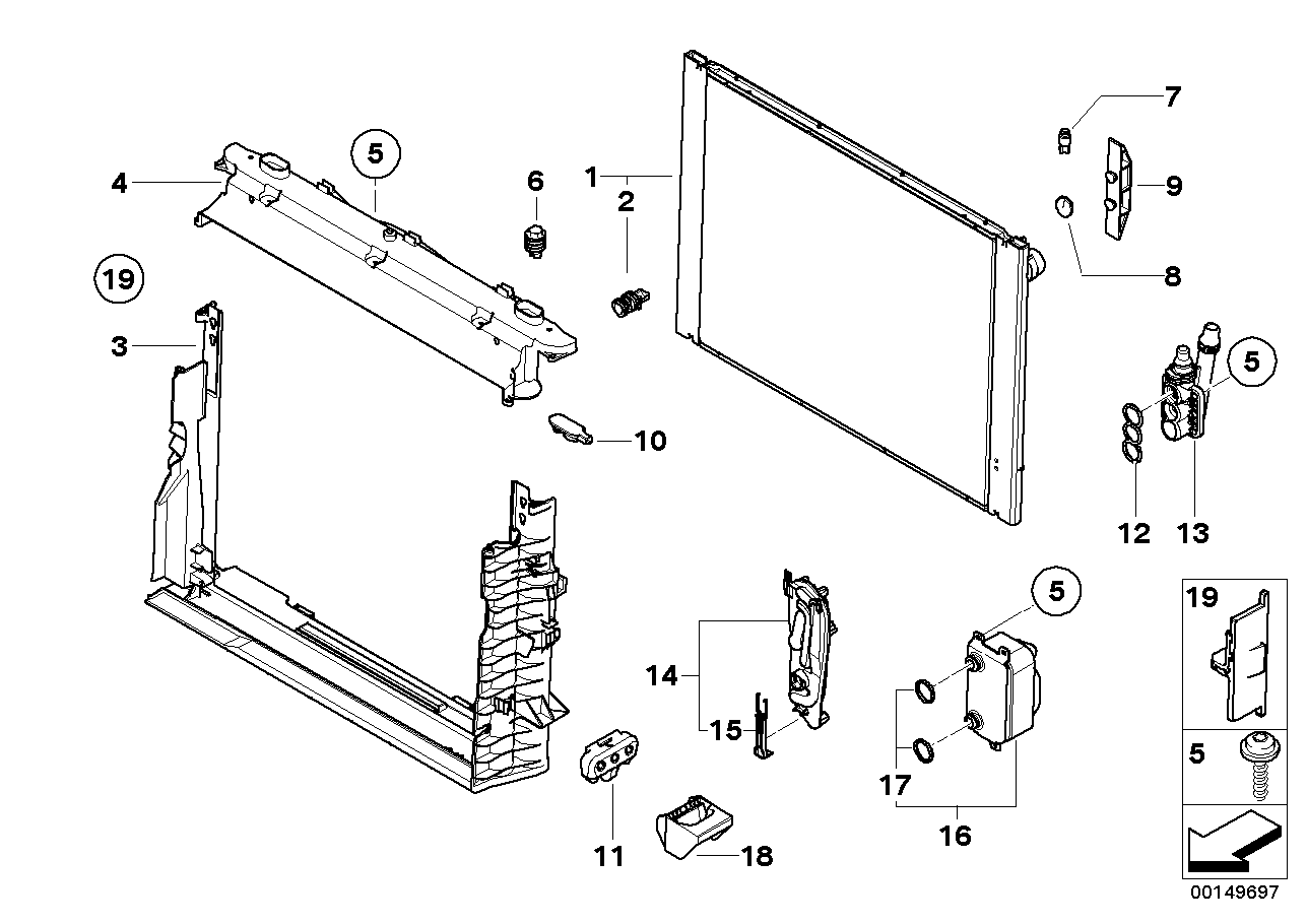 BMW 17 11 7 542 516 - Держатель радиатора parts5.com