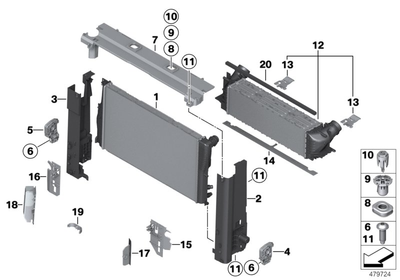 BMW 17 11 7 575 248 - Держатель радиатора parts5.com