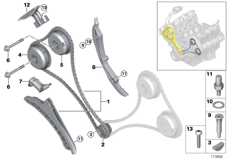 BMW 11 31 7 567 500 - Комплект цепи привода распредвала parts5.com