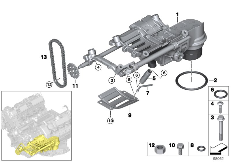 BMW 11 41 7 500 182 - Цепь, привод маслонасоса parts5.com