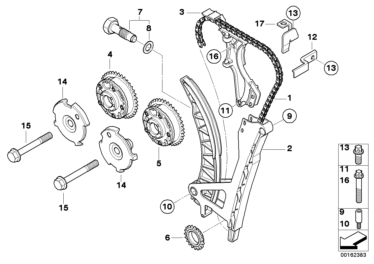 Mini 11311439854 - Цепь привода распредвала parts5.com