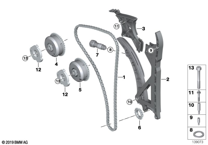 Mini 11 31 7 585 020 - Chain tensioner and guide rail parts5.com